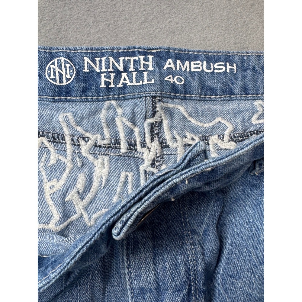 Ninth Hall Dragon Embroidered Baggy Jeans Sz 40x30 Y2K Cyber Grunge Streetwear - Picture 2 of 12